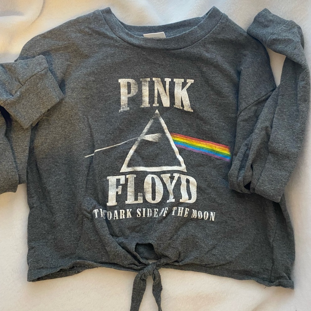 Pink Floyd Juniors cropped tie front shirt